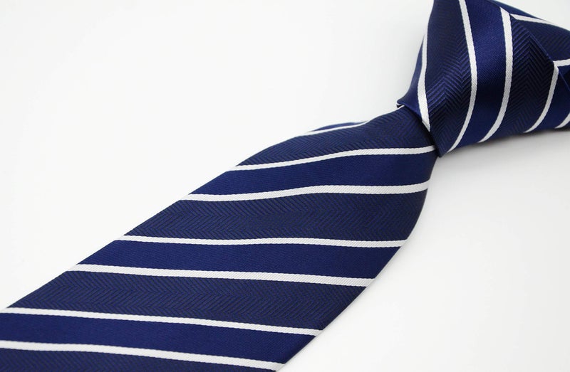 Geotae Zerun New Classic Men's Striped Silk Tie Necktie (Striped Blue/White) - Image 4